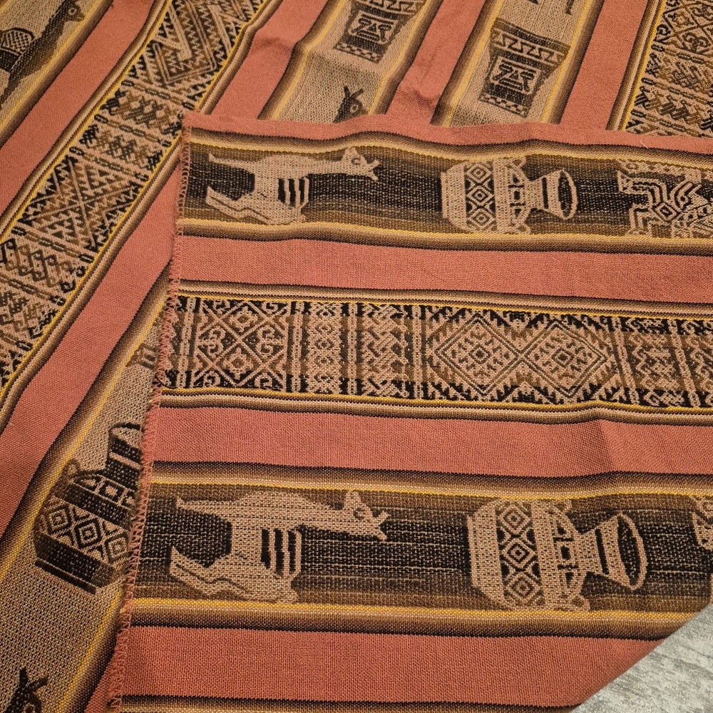 Vintage Peruvian Andean Woven Blanket Llama Iconography Large 88x40 - Picture 5 of 7